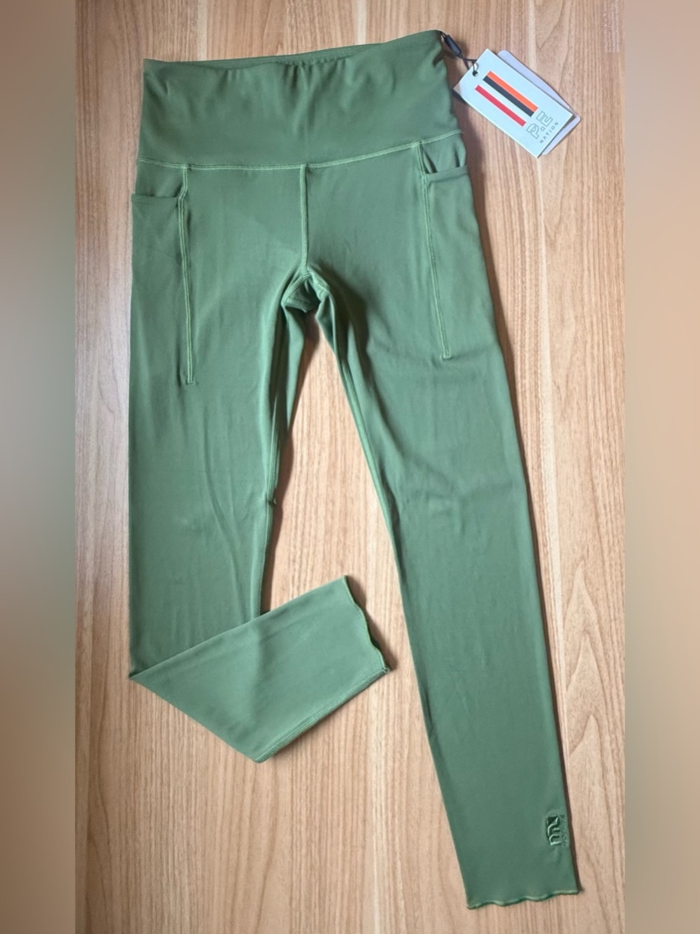 P.E. Nation Recalibrate Leggings NWT Medium Pesto Green Drawstring